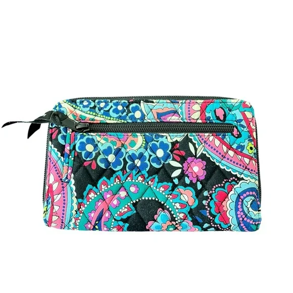 Vera Bradley Floral Paisley Quilted Wallet - Black Multi - Picture 3 of 6
